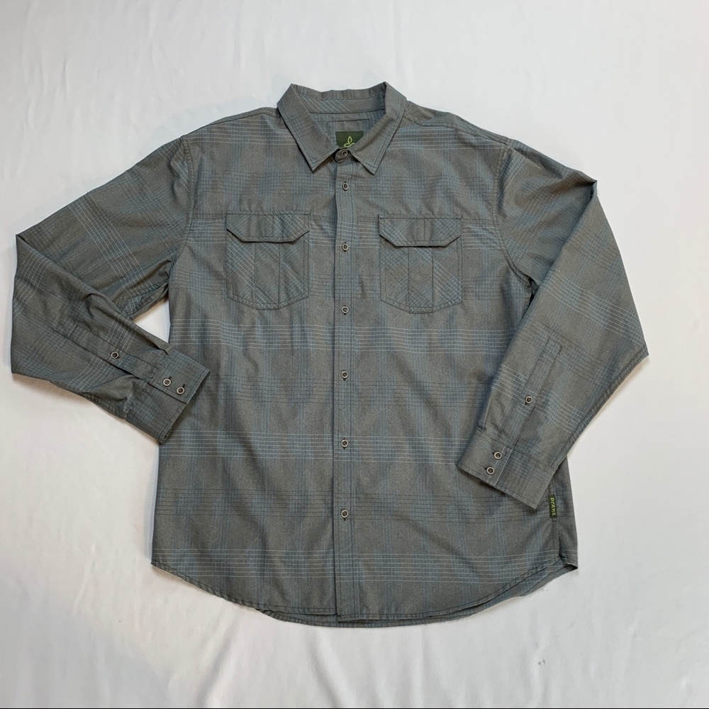 PrAna Mens size XL Plaid Button Down LONG SLEEVE Shirt